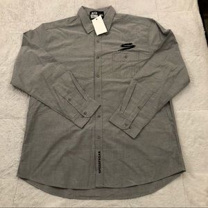 SpeedFreak Gray Button Down Long sleeve Motorcycle Riding Shirt Mens Size 2XL